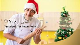  Presentation with chef - Theme having waffle roll - young chef husband working background and a lemonade colored foreground