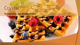  Presentation with berries - Presentation theme enhanced with waffle-with-berries-fruits background and a yellow colored foreground