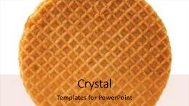  Presentation with shadow - Presentation theme having stroopwafel - waffle with caramel isolated background and a gold colored foreground