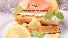  Presentation with salmon - Slide deck consisting of waffle-with-cheese-and-salmon background and a coral colored foreground