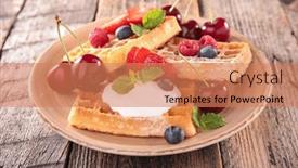  Presentation with berries - Theme consisting of waffle-with-fresh-berries-fruit background and a coral colored foreground