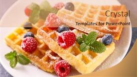  Presentation with berries - Audience pleasing presentation design consisting of waffle-with-fresh-berries-fruits backdrop and a coral colored foreground