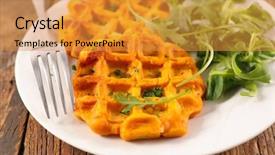  Presentation with sweet potato - Audience pleasing PPT theme consisting of waffle with salad sweet potato backdrop and a gold colored foreground