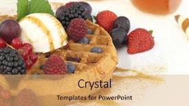  Presentation with dessert waffle ice cream and cake - Colorful presentation design enhanced with waffle with vanilla ice cream backdrop and a coral colored foreground