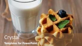 Presentation with waffles - Amazing theme having waffles and glass with milk morning breakfast on wooden backgro backdrop and a coral colored foreground