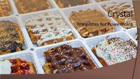  Presentation with belgian food - Audience pleasing presentation theme consisting of waffles in bakery - food background backdrop and a coral colored foreground