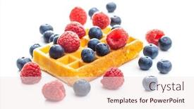  Presentation with waffles - Presentation theme featuring waffles with blueberries and raspberries isolated on white background background and a sky blue colored foreground