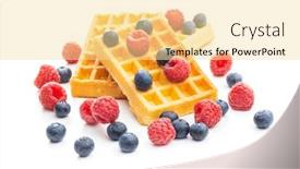  Presentation with waffles - Cool new PPT layouts with waffles with blueberries and raspberries isolated on white background backdrop and a blonde colored foreground