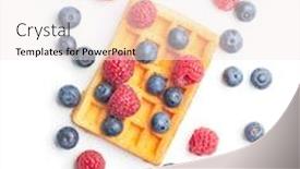  Presentation with waffles - Slide deck enhanced with waffles with blueberries and raspberries isolated on white background background and a sky blue colored foreground