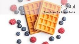  Presentation with waffles - Slide set consisting of waffles with blueberries and raspberries isolated on white background background and a white colored foreground