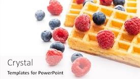  Presentation with waffles - PPT theme enhanced with waffles with blueberries and raspberries isolated on white background background and a sky blue colored foreground