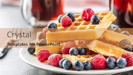  Presentation with waffles - PPT layouts featuring waffles with blueberries and raspberries on plate background and a gold colored foreground