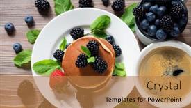 Presentation with waffles - Presentation design featuring waffles-with-blueberries-and-raspberries background and a coral colored foreground
