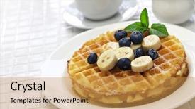  Presentation with waffles - Cool new PPT layouts with waffles with blueberry and banana backdrop and a yellow colored foreground