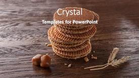  Presentation with waffles - Beautiful presentation theme featuring waffles with caramel and wheat on wooden background backdrop and a tawny brown colored foreground