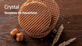  Presentation with waffles - Cool new presentation design with stroopwafel - waffles with caramel on wooden backdrop and a tawny brown colored foreground