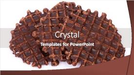  Presentation with waffles - PPT theme featuring waffles-with-chocolate-topping-isolated background and a tawny brown colored foreground