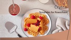  Presentation with brown and purple and dogwood tree - Presentation enhanced with waffles-with-norwegian-brunost-traditional background and a coral colored foreground