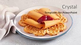  Presentation with waffles - Presentation design enhanced with waffles-with-norwegian-brunost-traditional background and a coral colored foreground