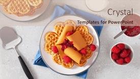  Presentation with waffles - PPT theme having waffles-with-norwegian-brunost-traditional background and a soft green colored foreground