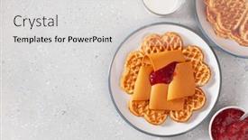  Presentation with waffles - Presentation having waffles-with-norwegian-brunost-traditional background and a light gray colored foreground