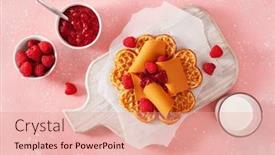  Presentation with waffles - PPT theme featuring waffles-with-norwegian-brunost-traditional background and a coral colored foreground
