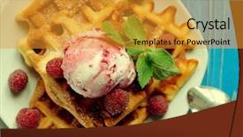 Presentation with blue mint - Audience pleasing slide set consisting of waffles with raspberry ice cream backdrop and a gold colored foreground