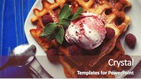  Presentation with blue mint - PPT theme with waffles with raspberry ice cream background and a tawny brown colored foreground