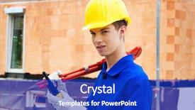  Presentation with construction site construction - Slide deck having wage hour - apprentice trainee construction workers background and a  colored foreground