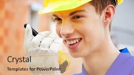  Presentation with angry construction workers - PPT theme having wage hour - apprentice trainee construction workers background and a  colored foreground