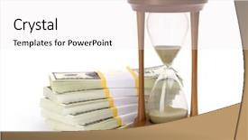  Presentation with old fashioned - Presentation theme featuring wage hour - beautiful old-fashioned sand-glasses with money background and a white colored foreground