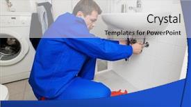  Presentation with adultery concept of broken marriage - Beautiful slide deck featuring wage hour - plumber repairing a broken sink backdrop and a light gray colored foreground