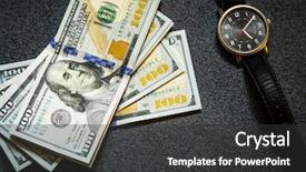  Presentation with time money - Amazing slide deck having wage hour - time is money dollars backdrop and a dark gray colored foreground