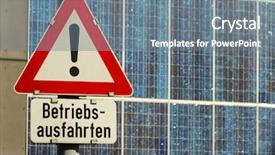  Presentation with caution - Colorful presentation theme enhanced with wage hour - traffic sign caution operating exits backdrop and a  colored foreground