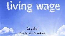  Presentation with cloud - PPT layouts with wages - living wage cloud word background and a light blue colored foreground