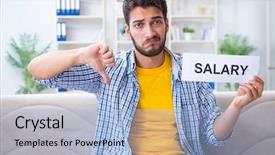  Presentation with pay restaurant bill bill bank - Amazing slide deck having wages - man frustrated at bills he backdrop and a light blue colored foreground