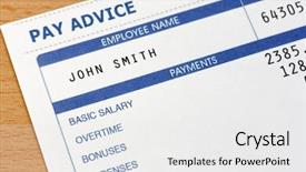  Presentation with wages - Beautiful slide deck featuring wages - photo of a payslip backdrop and a white colored foreground