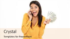 Presentation with wages - Theme with wages - portrait of a happy excited background and a yellow colored foreground