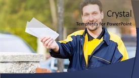  Presentation with wages - Slide set consisting of wages - postman delivering letters to mailbox background and a coral colored foreground