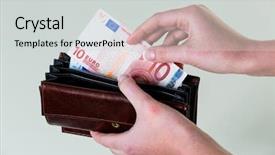  Presentation with wages - Colorful PPT theme enhanced with wages - wallet with euro bank note backdrop and a light gray colored foreground