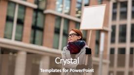  Presentation with salary - Presentation theme enhanced with wages - young protestor with placard demanding background and a coral colored foreground