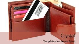  Presentation with wages - Presentation having wages spending - credit card in wallet isolated background and a red colored foreground