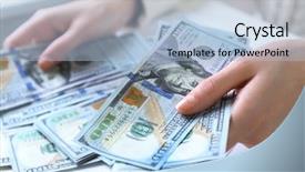  Presentation with counting - Audience pleasing presentation theme consisting of wages spending - hands counting money close up backdrop and a light blue colored foreground