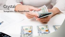  Presentation with counting - Theme having wages spending - hands counting money close up background and a lemonade colored foreground