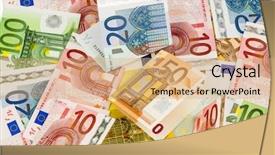  Presentation with euro - Slides having wages spending - many euro banknotes symbolic photo background and a  colored foreground