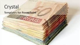  Presentation with money racker - Cool new slide deck with wages spending - photo of brazilian money pile backdrop and a lemonade colored foreground