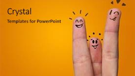  Presentation with team building - Slide set with love cartoon - waggish happy fingers with team background and a gold colored foreground