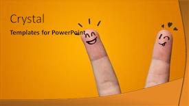  Presentation with team building - Cool new presentation design with cartoon family - waggish happy fingers with team backdrop and a gray colored foreground