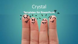  Presentation with building team - Slide set featuring waggish happy fingers with team building concept background and a teal colored foreground