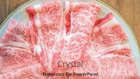  Presentation with wagyu - PPT layouts with wagyu a5 beef meat texture for food background background and a coral colored foreground